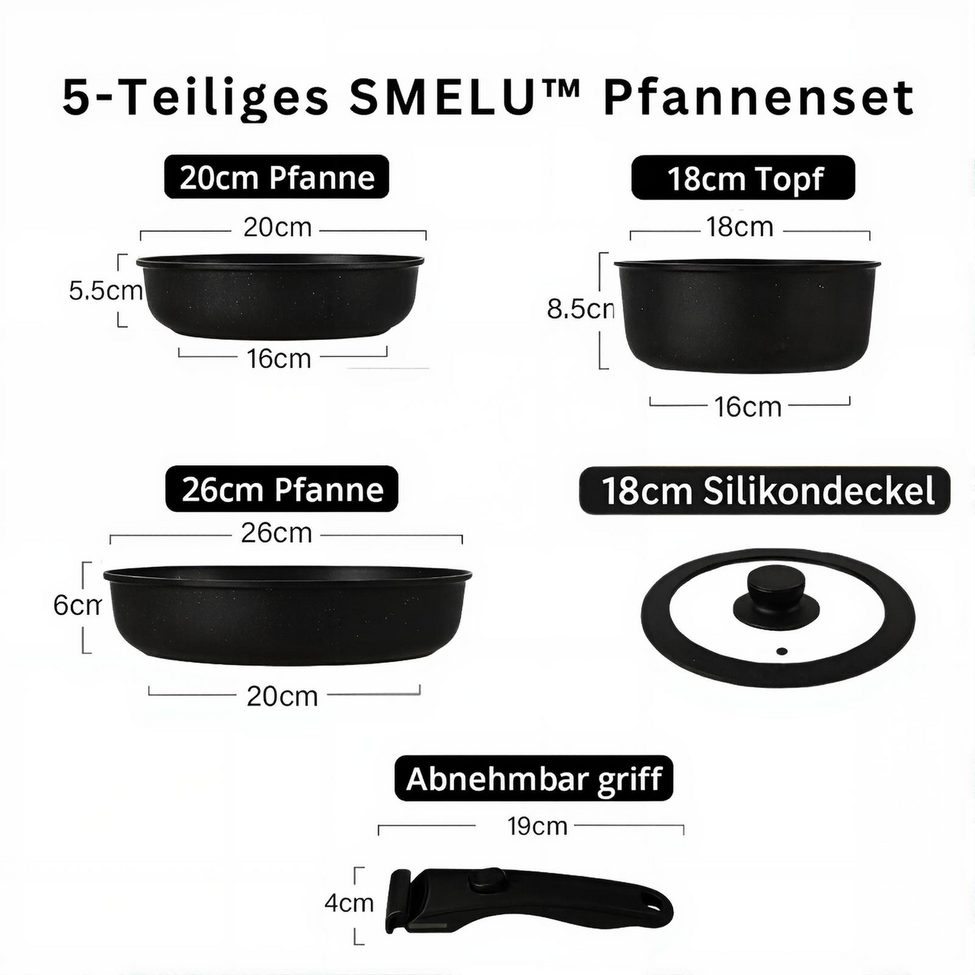 SMELU™ 5-teiliges Keramik-Pfannenset